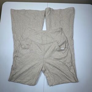 Halara High Waisted Ribbed‎ Flare Pants Women's Medium Tan Athleisure